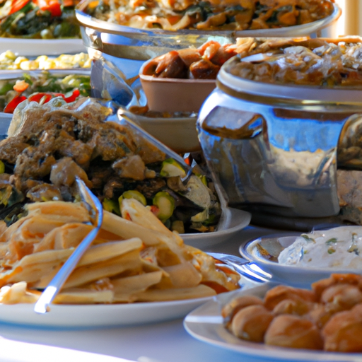 A beautifully presented buffet table laden with delicious Cypriot cuisine
