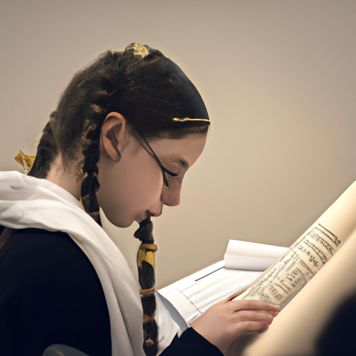 תמונה גלויה של נערה צעירה קוראת את פרשתה במהלך התרגול האחרון.
